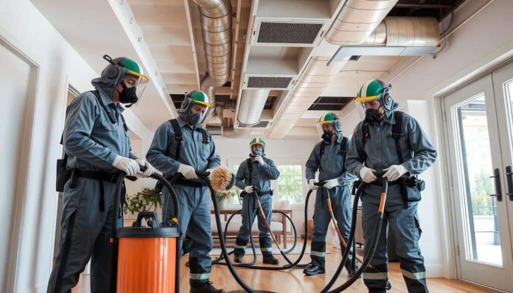 Professional duct cleaners at work Professional duct cleaners at work